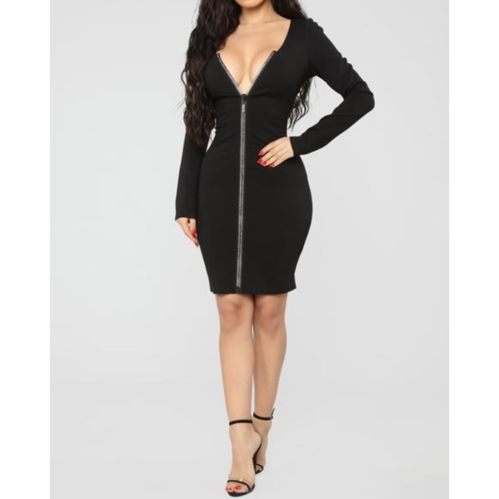 BLING ZIPPER BLACK DRESS